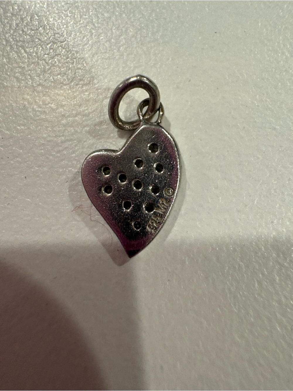 Heart charm. Silver with pave diamonds. - Picture 4 of 4